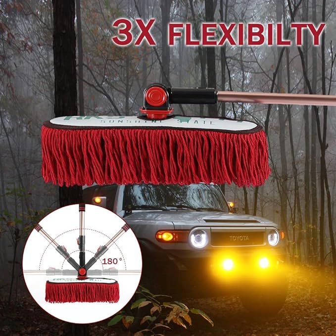 Car Duster Exterior Scratch Free Extendable Handle,Wax Cotton Hair Brush Kit forTruck,SUV,RV and Motorcycle,Duster for Cleaning，No Lint（Sunshine State Designer License Plate）