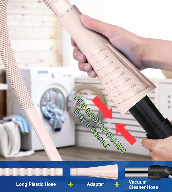 Sealegend 2 PCS Dryer Vent Cleaner Kit, Dryer Lint Vacuum Attachment&Brush | Pink Dryer Vent Vacuum Hose Dryer Lint Remover Brush for Dryer and Washer,Deep Traps Cleaning Tool Fits Most Vacuums - Image 3