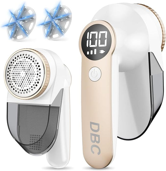 DBC Fabric Shaver with Seperate Lint Box, LED Display, 15000r/Min Powerful Motor, 6-Leaf Blades, 3-Speeds Electric Lint Remover for Sweater, Clothes, Couch, Furniture, Sofa - Gold & White | for Sweater, Clothes, Couch, Furniture, Sofa | LED Display, 15... by DBC
