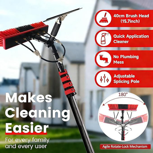 Telescopic Cleaning Brush, Multi-Purpose Water Spray Brush, Solar Panel Cleaning Equipment, Telescopic Hydrocleaner, 3.6m-10.8m, Roof Cleaning Tools Window Cleaner Kit(24FT/7.2M)