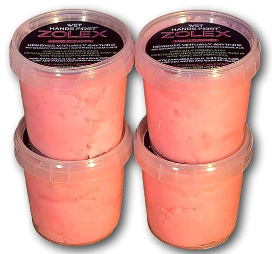 Zolex Water Activated Cherry Hand Cleaner for Hard Working Hands | Stain Remover for Heavy Duty Workers | Grease Remover for Mechanics and Industrial Workers - Non-Toxic Petroleum Free (Case of 24 Personal-Sized 4 oz Tubs)