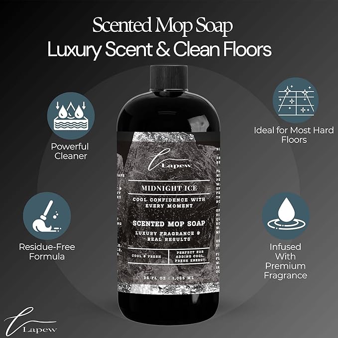 Lapew Midnight Ice Bundle – Carpet Deodorizer Powder & Scented Mop Soap Set – Odor Eliminator for Pet-Friendly Homes (Black Ice Fragrance)