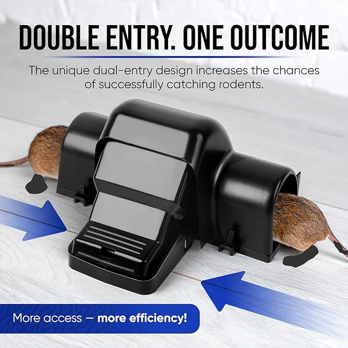 Rat and Chipmunk Traps. Prevents Accidental Triggering with Dual Tunneled Design. Covered Snap Traps for Humane Kill, Reusable, Pest Control for Rats,Outdoor Indoor & Use 4 Pack (4)