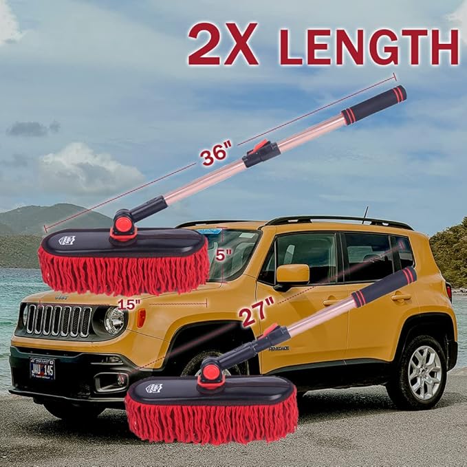 Car Duster Exterior-Stocking Stuffers Gifts for Men Women-Scratch Free Soft Brush Kit forTruck,SUV,RV and Motorcycle,Wax Cotton Hair, Extendable Handle,Car Feather Duster,No Lint