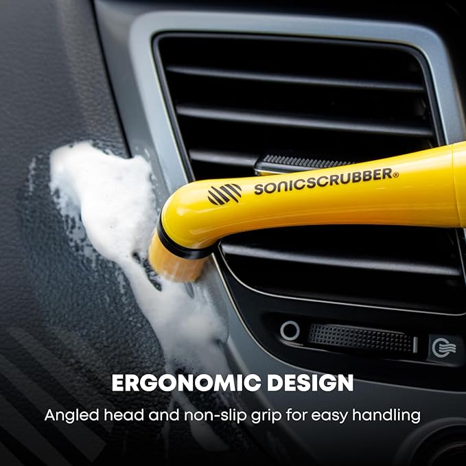 Vehicle Detailing Set - High Power Car Cleaning Brush - Includes 4 Brush Heads - Suitable for Interior & Exterior - Ideal for Cars, Bikes and Motorhomes - AA Batteries Included