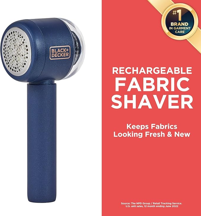 BLACK+DECKER Rechargeable USB-C Fabric & Garment Shaver – Large Capacity Lint Remover for Clothing and Upholstery, 6 Stainless Steel Blades - Image 2