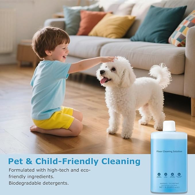 Cleaner Solution for Roborock Cleaning Solution Residue & Streak Free, Compatible with Roborock Robot Vacuum with Mopping and Wet & Dry Floor Cleaner Solution Pet Safe for Hardwood 1L, 33.8 Fl. OZ