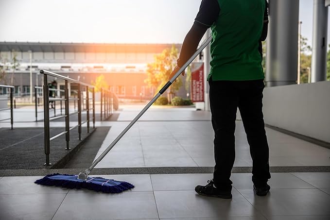 Ultimate Dust Mop Kit: Industrial-Grade Performance, Heavy-Duty Frame, Telescopic Handle - Blue 48 Inch