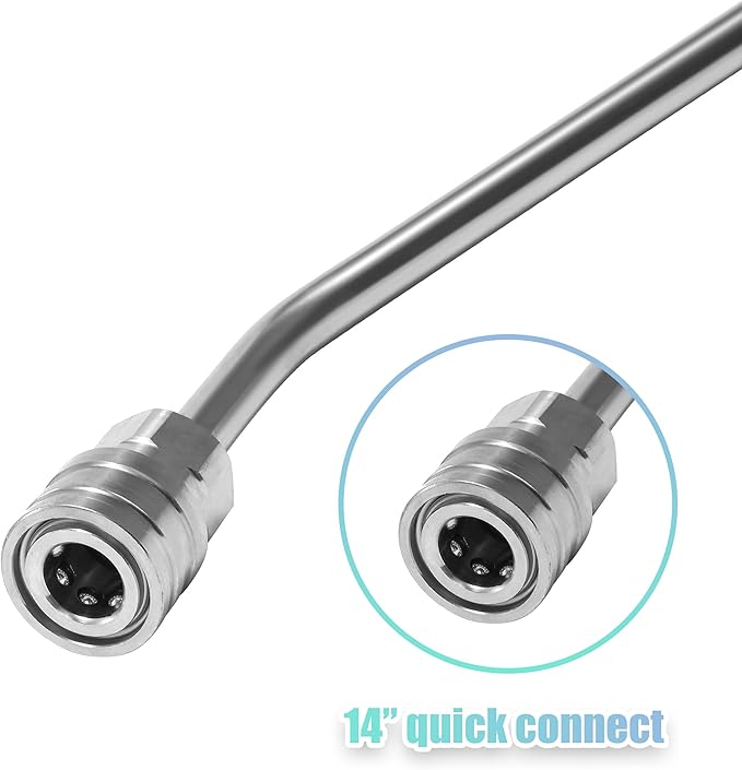 RIDGE WASHER Pressure Washer Extension Wand, 45 Degree Curved Angled Attachment Lance for Undercarriage and Gutter Rod, 1/4 Quick Connect, 15 Inch