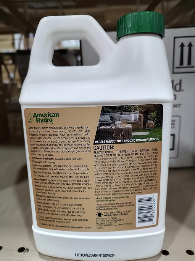 NatureShield Insect and Pest Repellent, Outdoor Bug Repellent for Patio and Lawn, Use with Irrigation Feeder System, Pump or Hose End Sprayer, 64 Fl Oz, 4 Pack