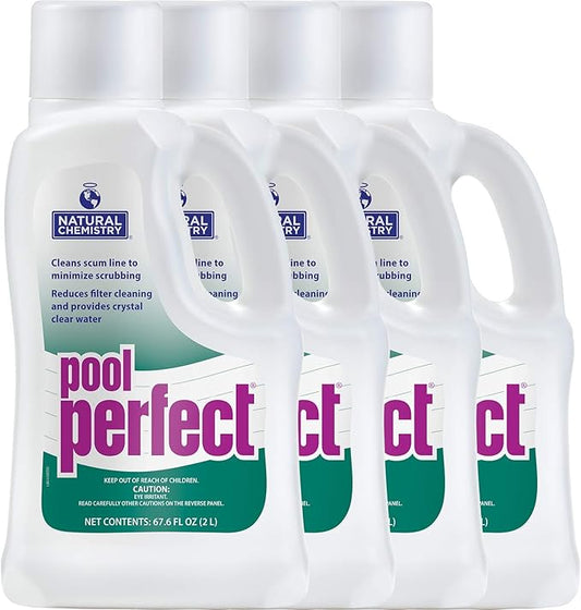 Natural Chemistry Pool Perfect, 2 L, 4 Pack, Pool Cleaner to Eliminate Contaminant, Debris, and Other Residue