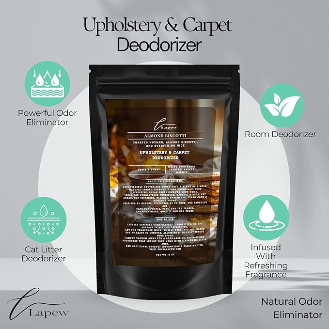 Lapew Almond Biscotti Bundle – Carpet Deodorizer Powder & Scented Mop Soap Set – Odor Eliminator for Pet-Friendly Homes (Nutmeg & Spice Fragrance)