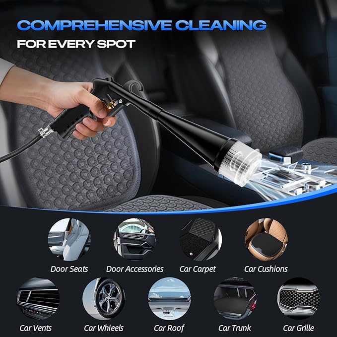 Detailing Car Cleaning Gun Interior Dryer Air Blow Gun,High Pressure Blower Gun,Air Pulse Car Washing Equipment,Car Detailing Tools for Quickly Blowing Out Dirt and Dust Working with Air