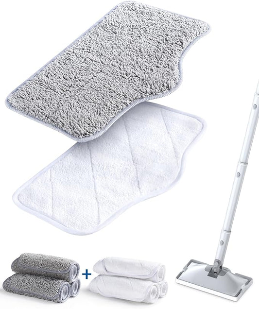 LABIGO Steam Mop Replacement Pads - 6 Pack Machine Washable Microfiber Cloths, Reusable Cleaning Pads
