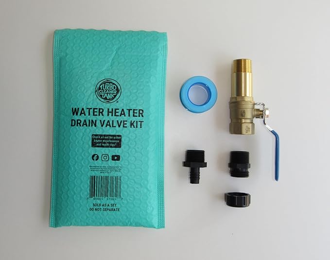 Full-Port Water Heater Drain Valve Kit, ¾″ NPT Shank – Fast Flush Upgrade, Compatible with Turbo Tank Cleaner Water Heater Cleaning Tool
