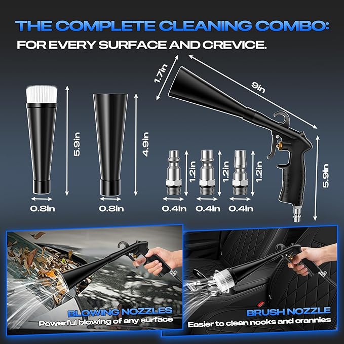 Detailing Car Cleaning Gun Interior Dryer Air Blow Gun,High Pressure Blower Gun,Air Pulse Car Washing Equipment,Car Detailing Tools for Quickly Blowing Out Dirt and Dust Working with Air