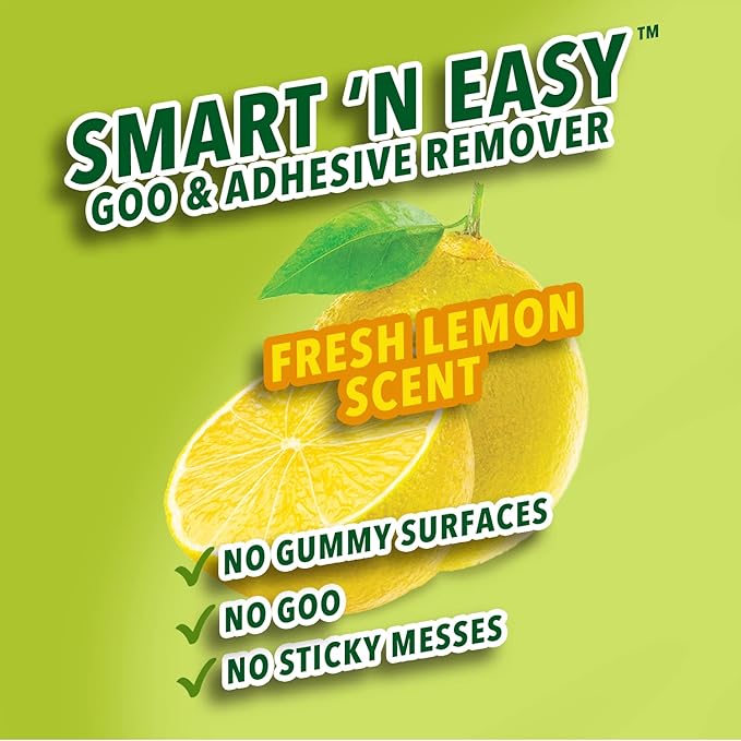 Dumond Smart 'n Easy Goo & Adhesive Remover, Surface Safe, Removes Stickers, Labels, Decals, Tape, Sticky Residue, Chewing Gum, Glue, Grease, Tar, Lemon Citrus Scent, 1 Gallon Refill