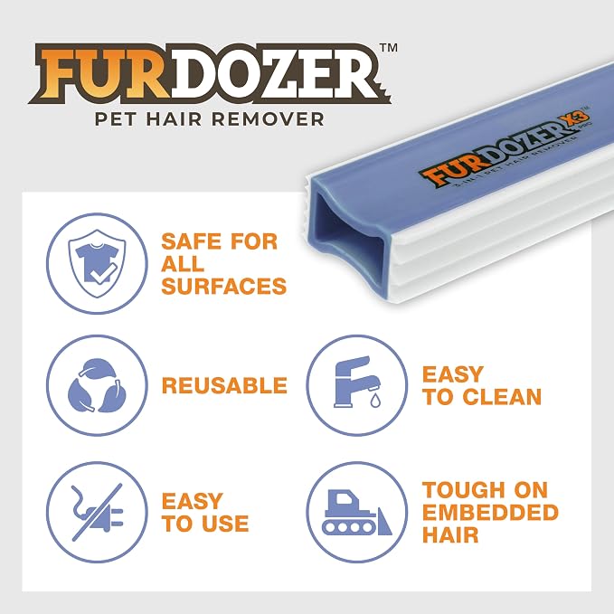 FurDozer Pet Hair Remover & Auto Detailing Tools - Cat & Dog Hair Remover for Carpets, Car Interiors, Couches, Bedding, & Pet Furniture (Purple, X3 MINI - 3.5" Long) - Image 7