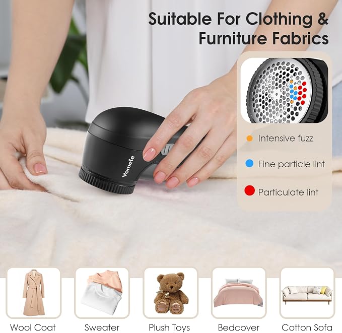 Fabric Shaver, Rechargeable Sweater Shaver, Lint Shaver with 6-Leaf Blades, Electric Lint Remover for Clothes & Furniture, Couch Pilling Remover Depiller for Removing Fuzz, Lint, Pills, Bobbles - Image 5