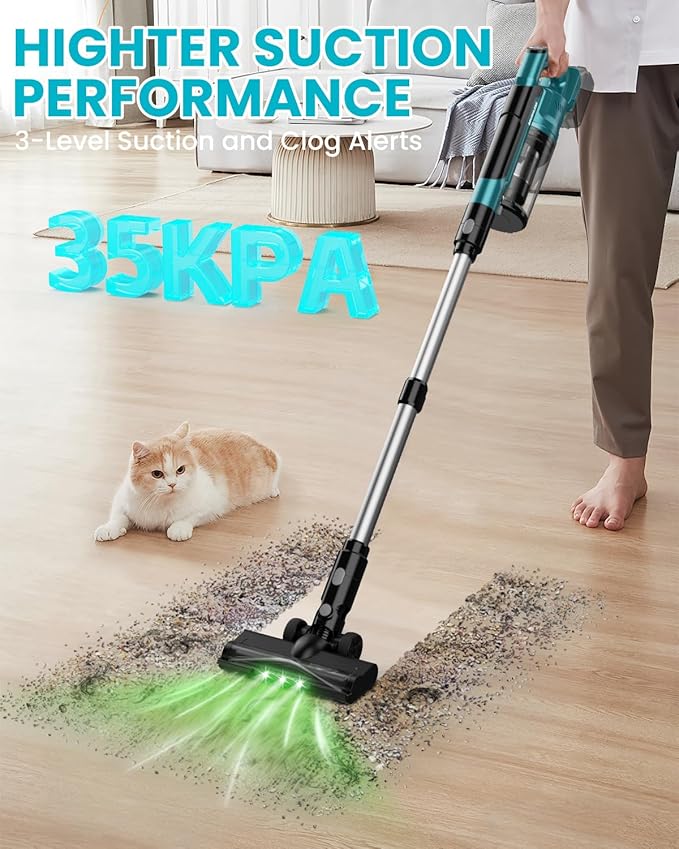 Cordless Vacuum Cleaner for Makita Battery, 7-in-1 Lightweight Stick Vacuum with HEPA Filter, 35KPA Suction, 350W Brushless Motor, 3 Modes for Carpet, Floor, Car (Battery Not Included)