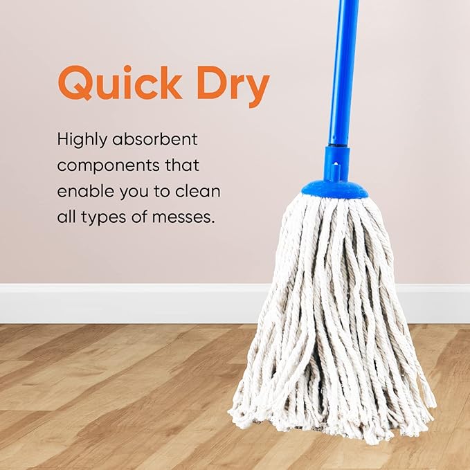 Superio Cotton Mop Head Refill for Hardwood Floor Self Wringing Mop - 10" Strings