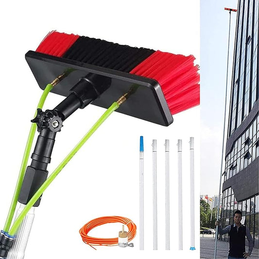 5 Meter / 16.5 Feet Extending Telescopic Water Fed Home Windows Car Vans Brushs Wash Brush Cleaner（30cm Brush 5m Pole）