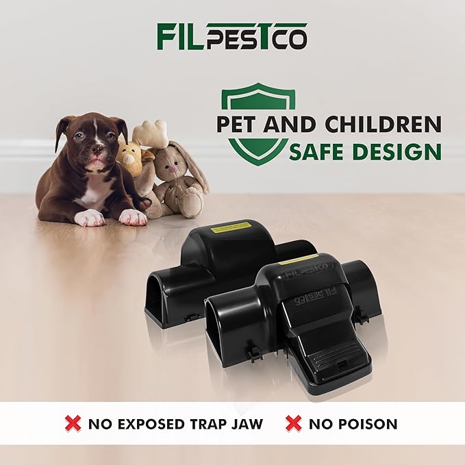 Set of 4 Professional Grade Extra Large Tunnel Rat Snap Traps, Mouse Trap, Reusable Trap, Heavy Duty for Indoor and Outdoor Pest Control Rodent Solution