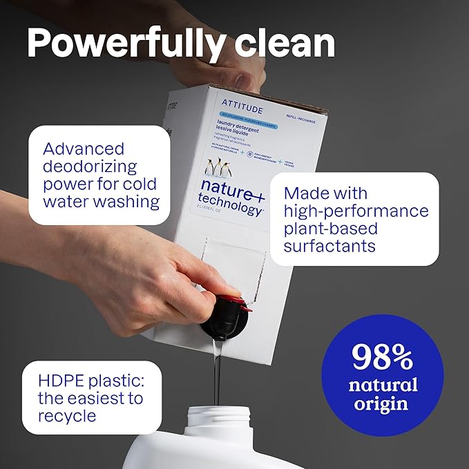ATTITUDE Liquid Laundry Detergent, EWG Verified Laundry Soap, HE Compatible, Vegan and Plant Based Products, Cruelty-Free, Wildflowers, 40 Loads, 67.6 Fl Oz (Pack of 6)