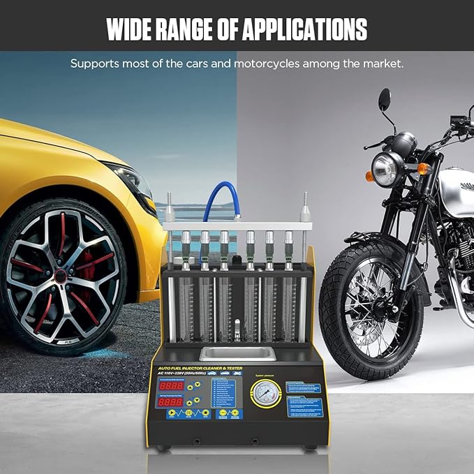 Fuel Cleaning Tools 6-Cylinder Injector Cleaner Tester CT-200 Fuel Injection Systems Cleaners Testers Gasoline Direct Injection Piezo Fuel Nozzle/High Pressure/Reverse Cleaning&On-Vehicle 220V/110V.