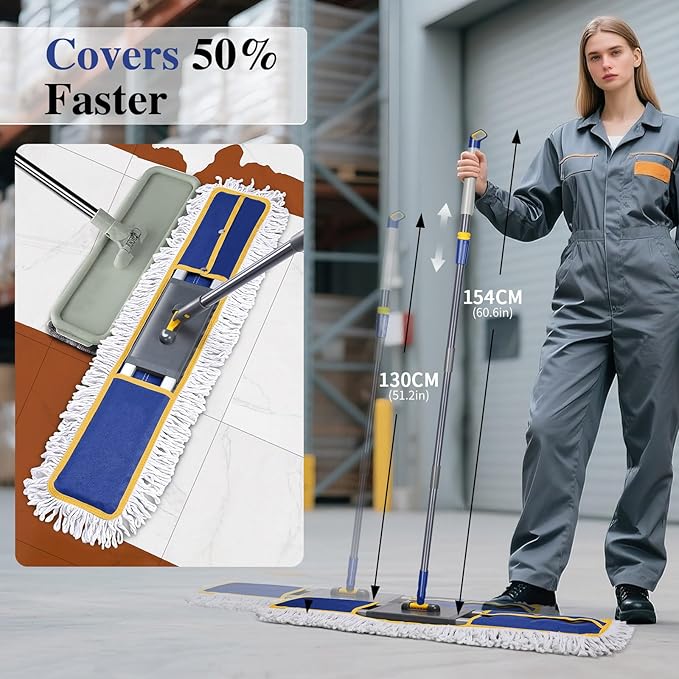 Masthome 36" Commercial Mop with 3 Microfiber Pads &Microfiber Mop for Dry and Wet Use-1 Cleaning Scraper Included- Home & Office Suitable