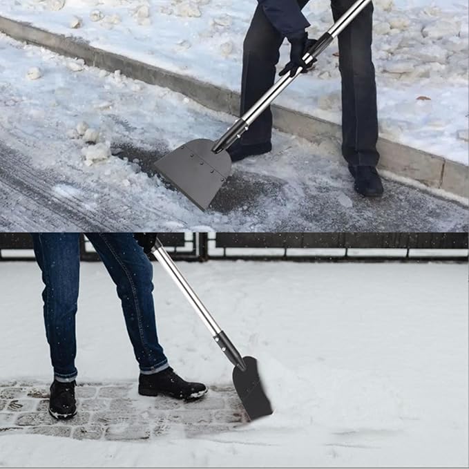 Flat Snow Shovel Ice Scraper, Long Handle Shovel Snow Ice Chopper Ice Removal Tool, for Walkway Driveway Road Cleaning