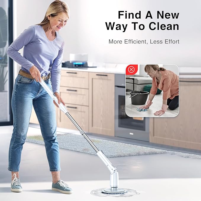 LABIGO Electric Spin Scrubber LA3 Pro, Cordless Bathroom Scrubber with 5 Replacement Head, 3 Adjustable Angle, Household Power Cleaning Brush with Extension Arm for Bathtub Car Grout Tile Floor