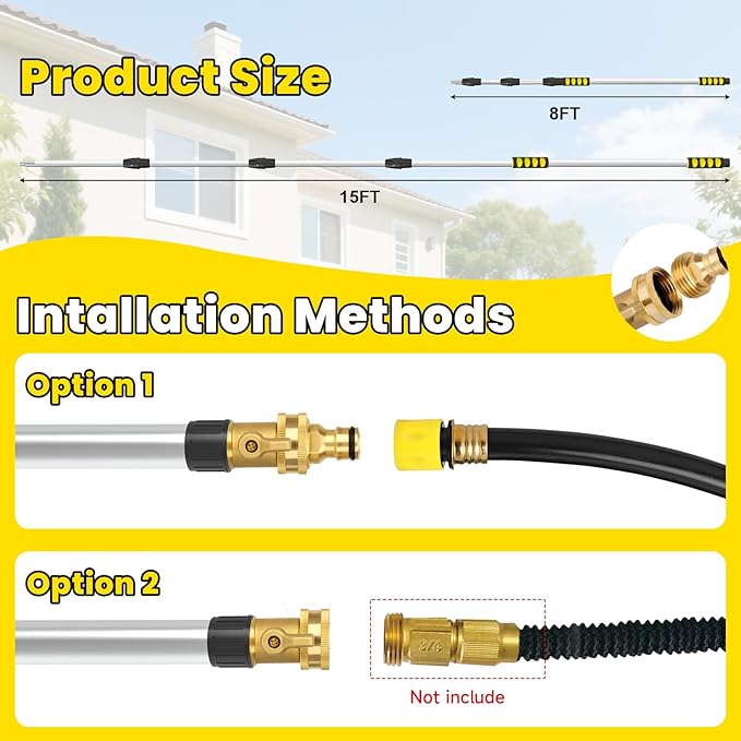 Gutter Cleaning Tools,16ft Gutter Cleaner Tools from the Ground with Hose Attachment, Rain Gutters Cleaning Tool with Heavy-Duty Head/2
