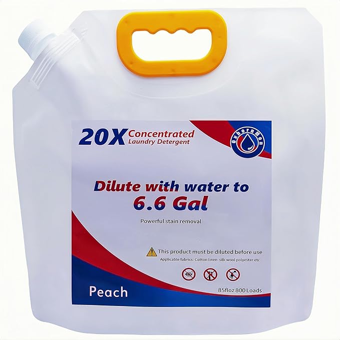Commercial Bulk Laundry Detergent Refill, 20X Concentrated, Makes 6.6 Gallons (800 Loads) – Heavy-Duty Stain Removal, HE Compatible, Economical
