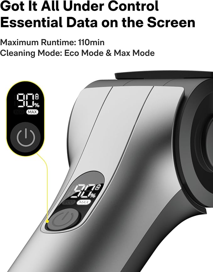 HOTO Flexi™ Cordless Electric Spin Scrubber, Adjustable Angle, Extendable Handle, Smart Display, IPX7 Waterproof, Powerful Cleaning Scrubber with 8 Replaceable Brush Heads, for Bathtub, Bathroom, Tile