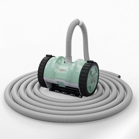VINGLI Automatic Pool Cleaner for Inground Pools – Suction-Side Pool Vacuum with Powerful Wall-Climbing, 40FT Tangle-Free Hose, Ultra-Quiet Operation – Mint Green & Gray