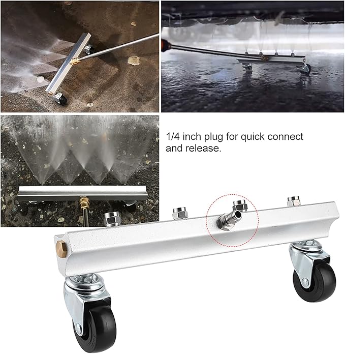 Pressure Washer Road Cleaning Nozzles Stainless Steel High Pressure Wash Nozzle Cleaning Tools for Courtyard Driveway Pool Deck Cleaning 1/4 Inch Quick Connect 360 Degree Rotating