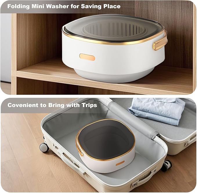 13L, Portable Washing Machine, Mini Washer Foldable Compact Laundry Machine with Basket Spin, Small Underwear Washer for Travel, Apartment, Manual Clothes Washing for Compact Spin Dryer