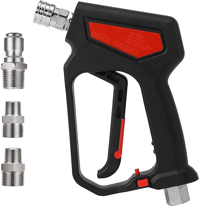 RIDGE WASHER Pressure Washer Gun 5000 PSI, 12 GPM, High Pressure Spray Gun with 1/4" Quick Connector, 3/8'' Quick Connect, M22-14 mm and M22-15 mm Fitting