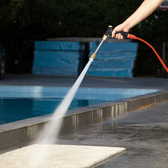 Hose Pressure Nozzle - Power Spray, jat Wash guun | High Flow Cleaning Tool with Pump Hose Bottle for Car Wash Pet Bath Outdoor Yard Patio Deck Plants Rinse Window Driveway Lawn Irrigation Aid