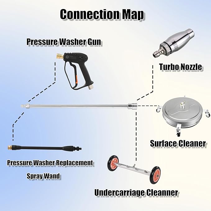 JOEJET Pressure Washer Extension Wand, Stainless Steel Body and Fittings, 17 Inch Power Washer Lance with 1/4 Inch Quick Connect, 2 Pack