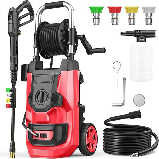𝟐𝟎𝟐𝟔𝐧𝐞𝐰 Adjustable Press*ure Cle*aner, 4 Nozzles, Foam Cannon for Cars, Patios, Driveways, Red
