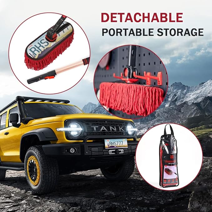 Car Duster Exterior Scratch Free Extendable Handle,Wax Cotton Hair Auto Brush Kit for Truck,SUV,RV and Motorcycle,Duster for Car Cleaning，No Lint（Grand Canyon State Designer License Plate）
