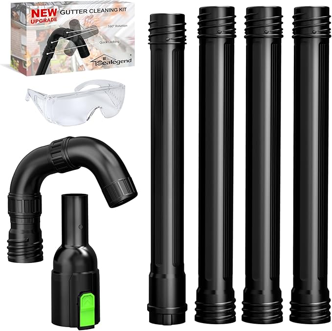 Sealegend Gutter Cleaning Attachment Kit Compatible with EGO 530CFM, 580CFM, 575CFM, 650CFM, 615CFM, LBX6000 Leaf Blowers 360° Rotation Nozzle, Extends Up to 8.3FT from The Ground