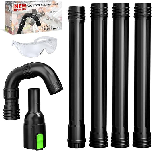 Sealegend Gutter Cleaning Attachment Kit Compatible with EGO 530CFM, 580CFM, 575CFM, 650CFM, 615CFM, LBX6000 Leaf Blowers 360° Rotation Nozzle, Extends Up to 8.3FT from The Ground