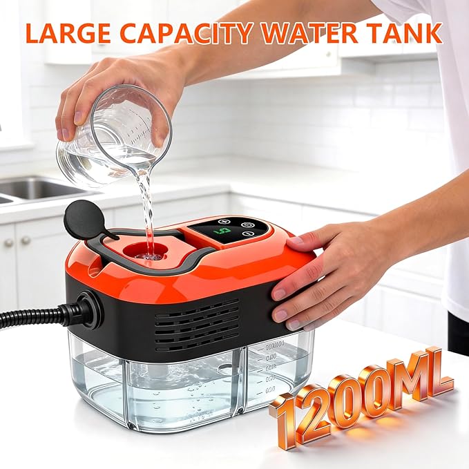 Steam Cleaner for Home & Car - 1200ML Water Tank 15s Heat-Up Portable Steamer for Cleaning, 6 Level Handheld Steam Cleaner for Car Detailing with 6 Accessories for Furniture, Grease, Carpet, Grout