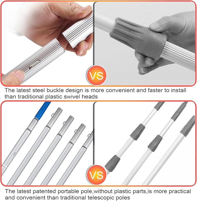 Water Fed Pole Kit 35 FT Adjustable Solar Panel Cleaning Kit Cleaner Tool for Window Glass Roof Outdoor Glass Brush Window Washing Equipment (35FT)