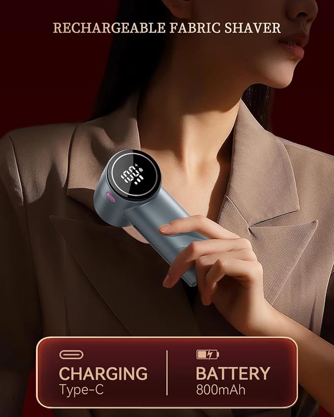 Fabric Shaver, Rechargeable Lint Shaver with Digital Display, 3-Speeds Sweater Shaver with 6-Leaf Blades, Electric Portable Lint Remover to Remove Pilling for Clothes, Furniture, Couch, Blanket - Image 5