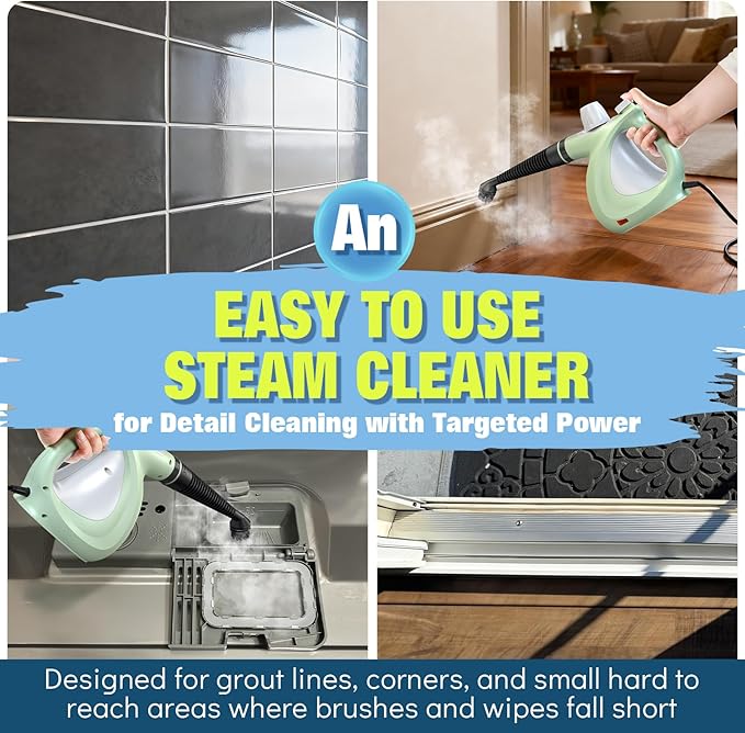 Steam Cleaner, Powerful Pressurized Handheld Steam Cleaner for Home with 11-Pc Set – Chemical-Free Multi-Surface Steamer for Effective Cleaning, Perfect for Furniture, Upholstery, Grout, Couch & Car