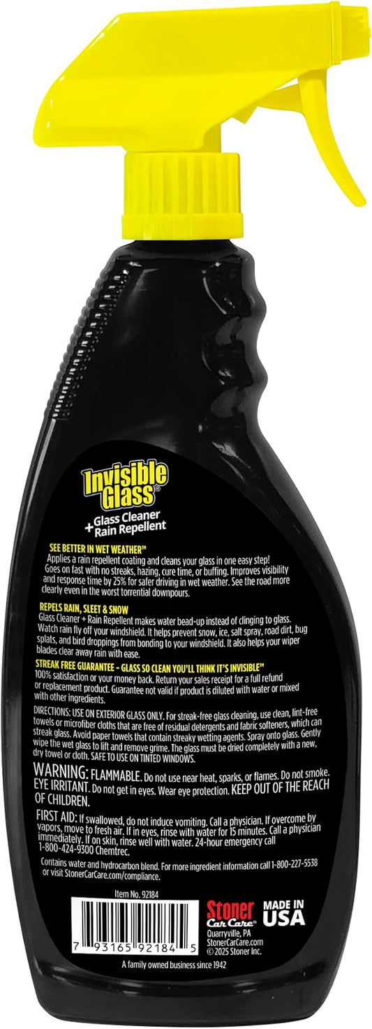 Invisible Glass 92184-4PK Glass Cleaner + Rain Repellent 2-in-1 Windshield and Window Spray, Cleans Auto Glass, Repels Rain, Sleet, Snow, Improves Wet Weather Visibility – 22 fl oz (Pack of 4)